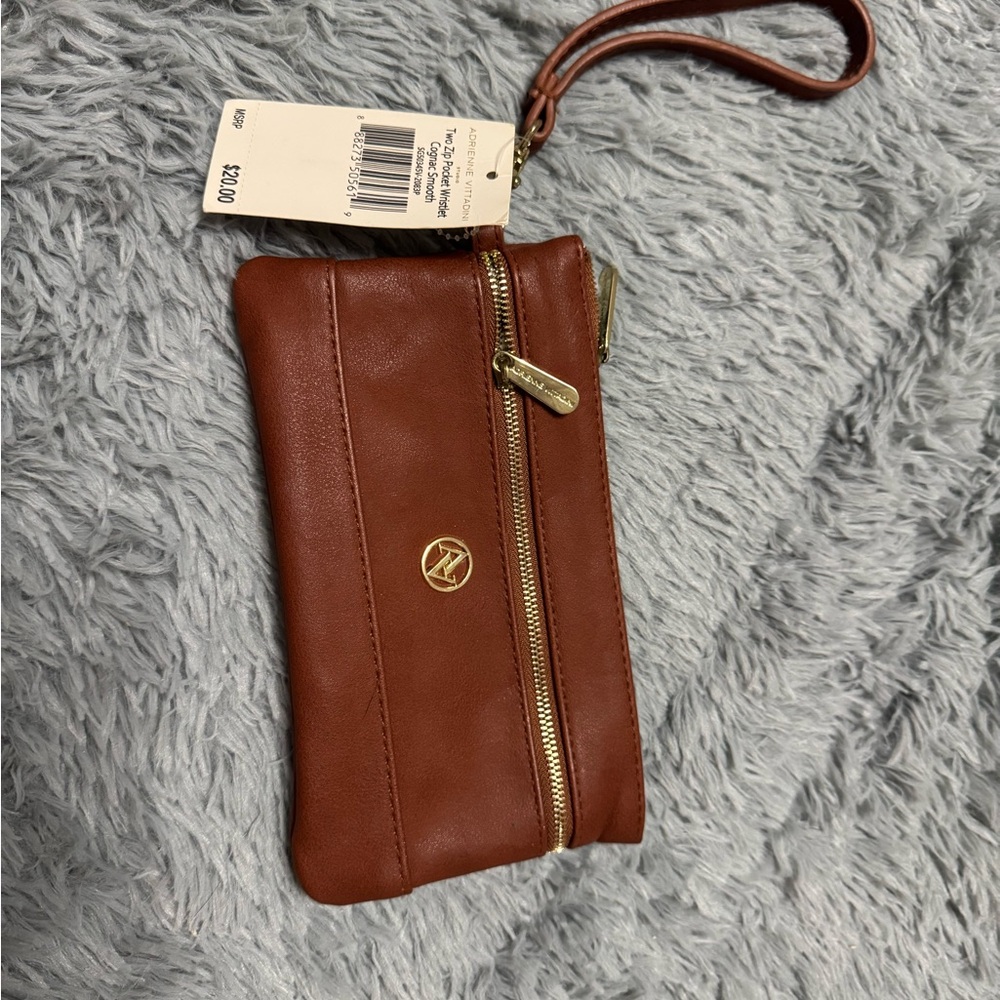 Adrienne Vittadini Brown Wristlet with Gold Accents